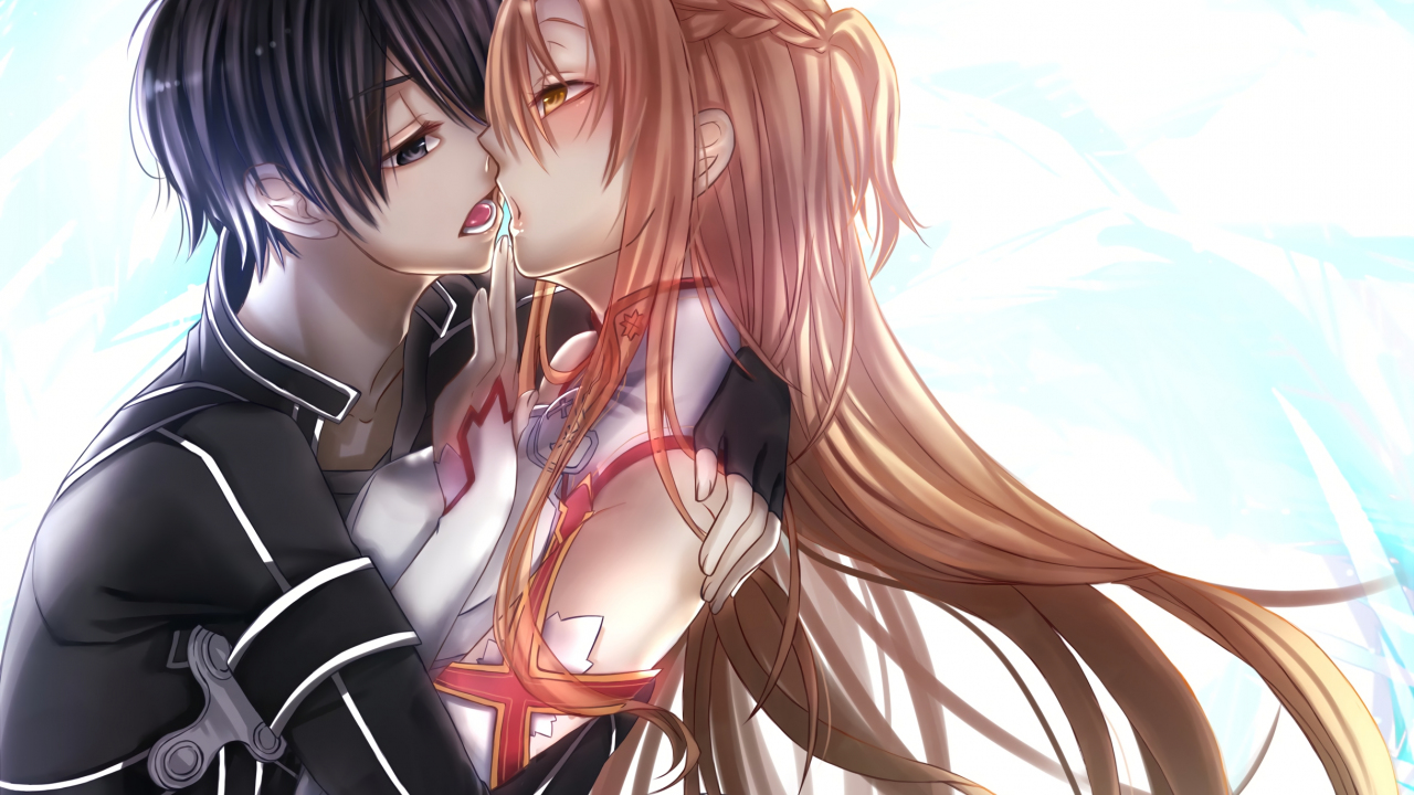 Anime couple - kiss Wallpaper Download