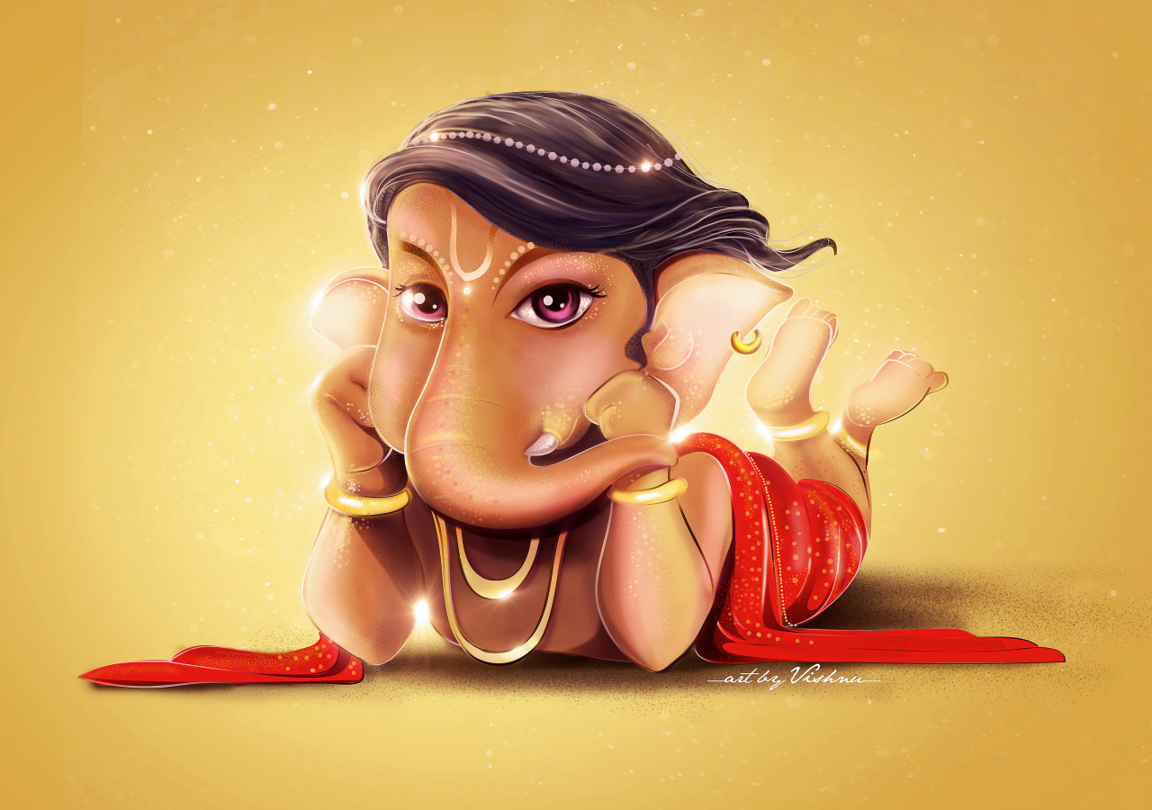 Download 1280x900 Wallpaper Cute, Lord, Ganesha, Art, Widescreen ...