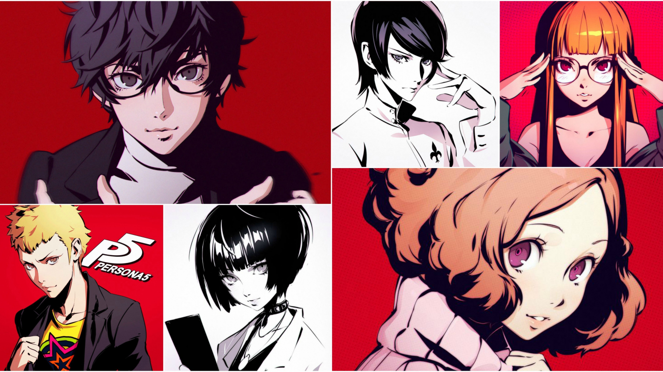 Download 1366x768 Wallpaper Video Game, Persona 5, Collage, Characters ...
