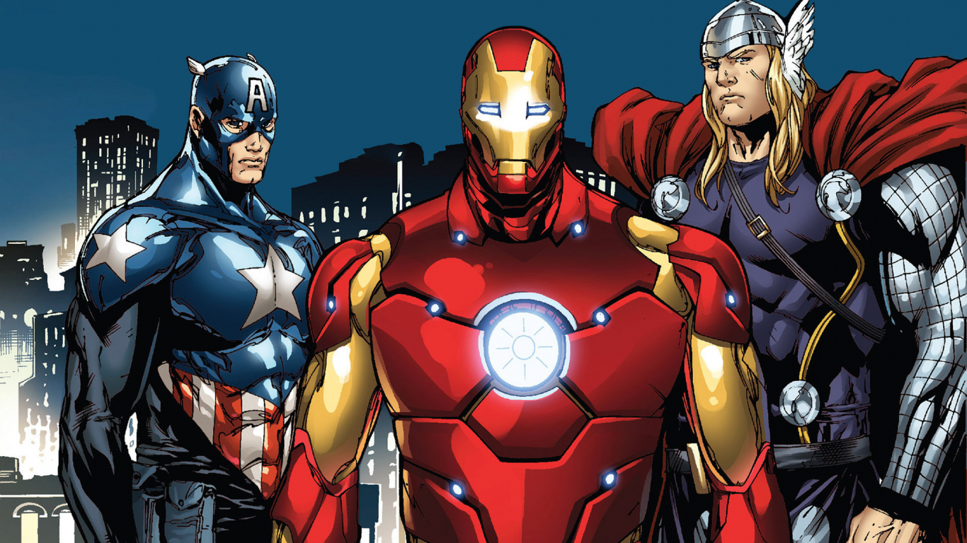 Download 1366x768 Wallpaper Iron Man, Captain America, Thor, Superhero,  Comics, Tablet, Laptop, 1366x768 Hd Image, Background, 27323