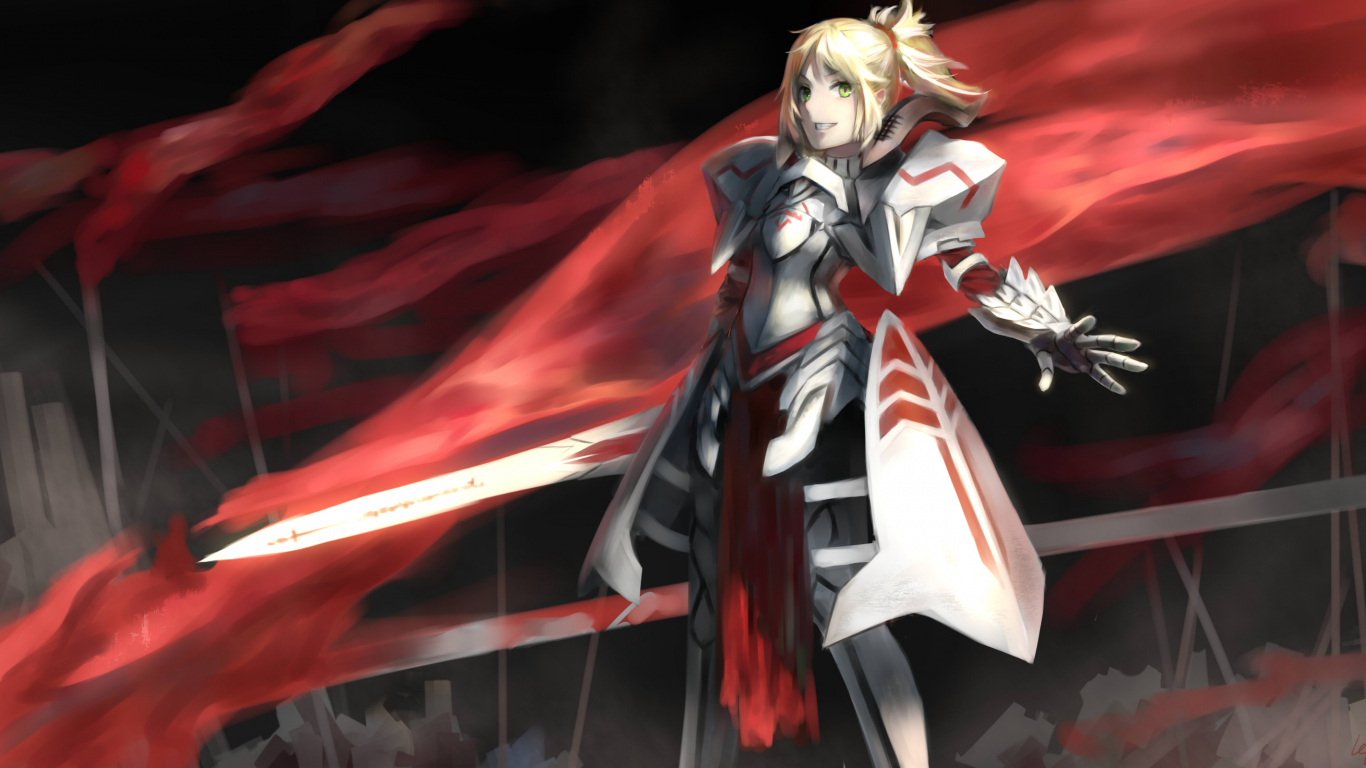 Download 1366x768 Wallpaper Saber Alter, Fate Series, Smile, Anime Girl ...