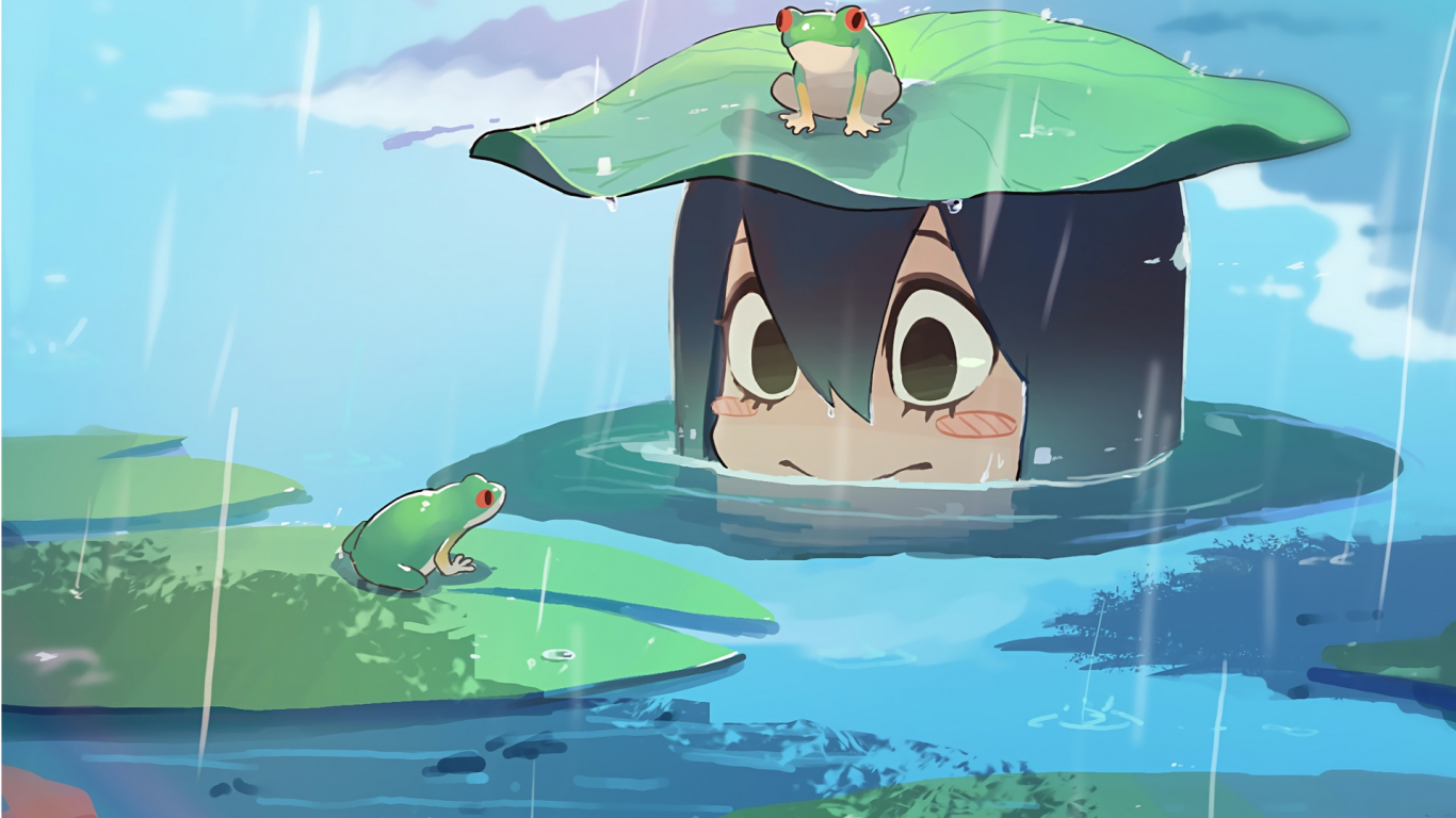 Desktop Wallpaper Tsuyu Asui, Rain, Frog, Boku No Hero Academia, My