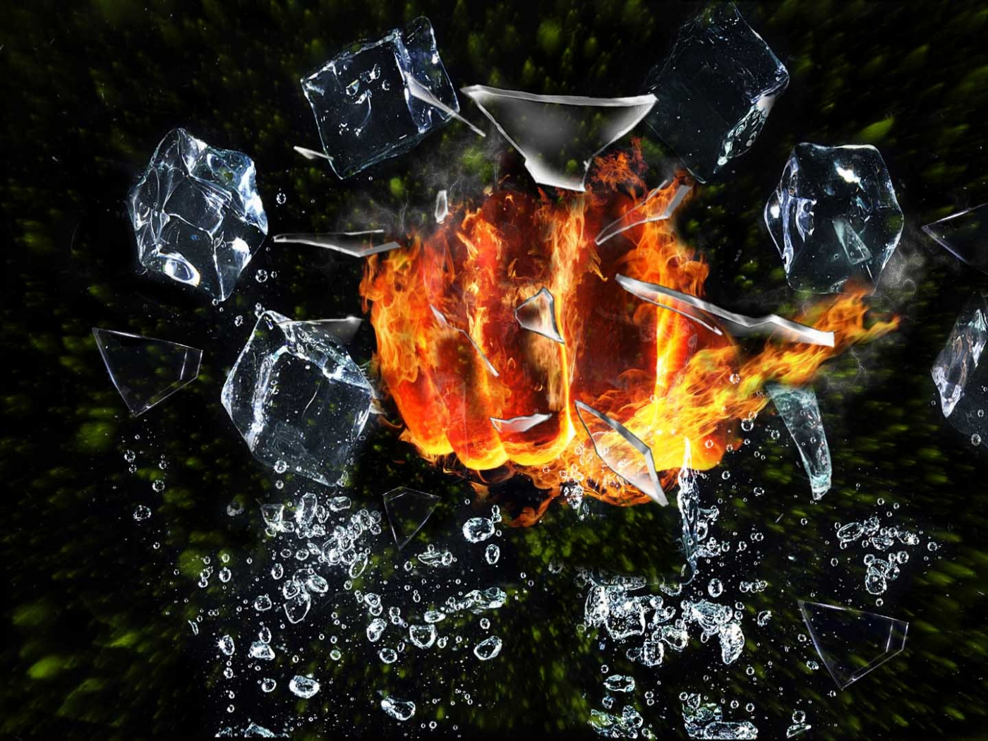 Desktop Wallpaper Fist Fire Ice Cubes Abstract Hd Image Picture Background F9dd5e