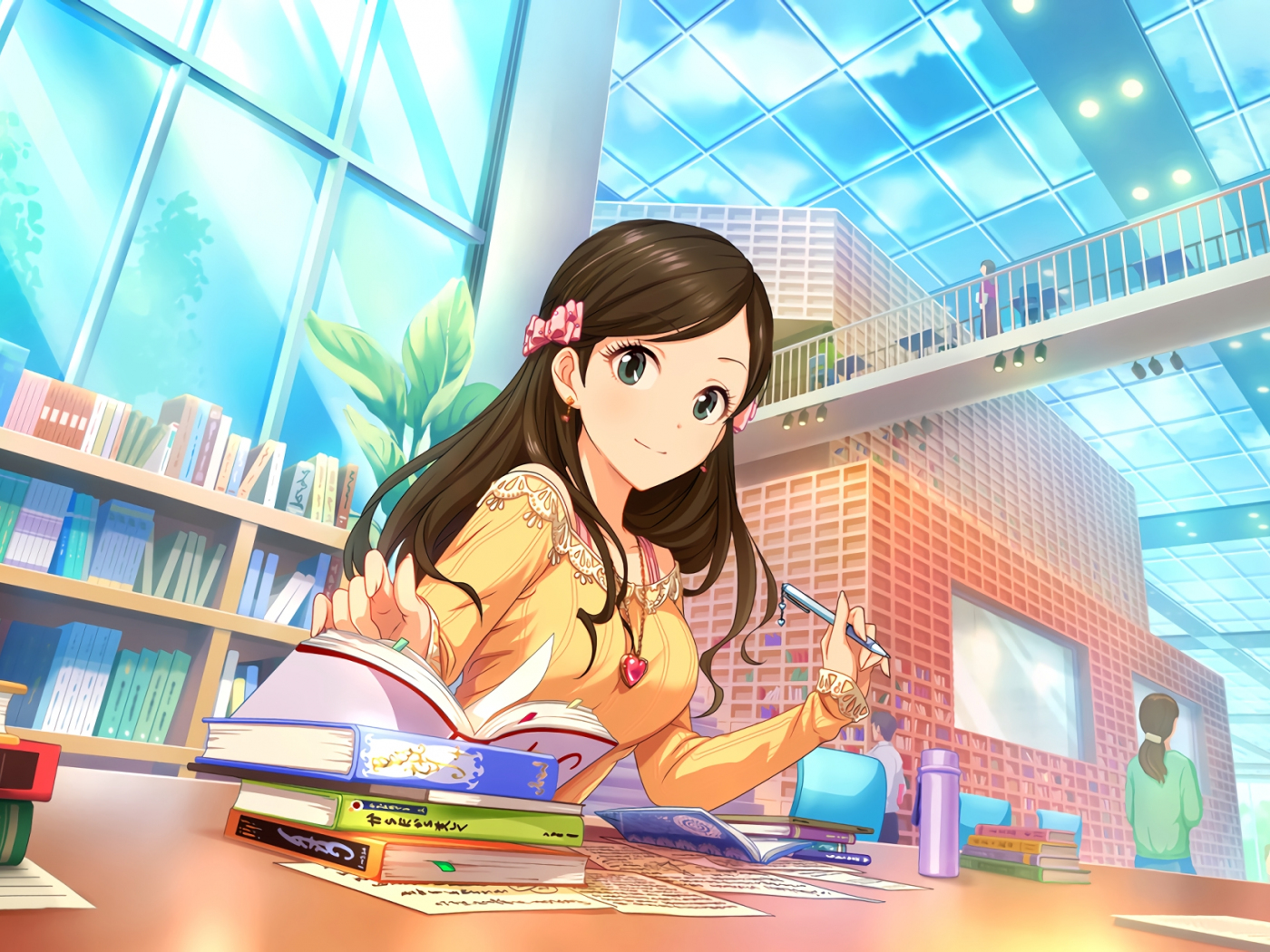 Desktop Wallpaper Cute Misaki Etou, Anime Girl, Reading, Hd Image