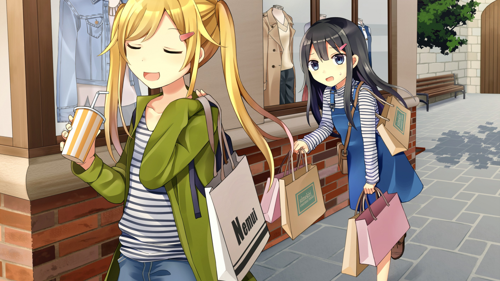 Desktop Wallpaper Shopping, Cute Anime Girls, Bags, Original, Hd Image