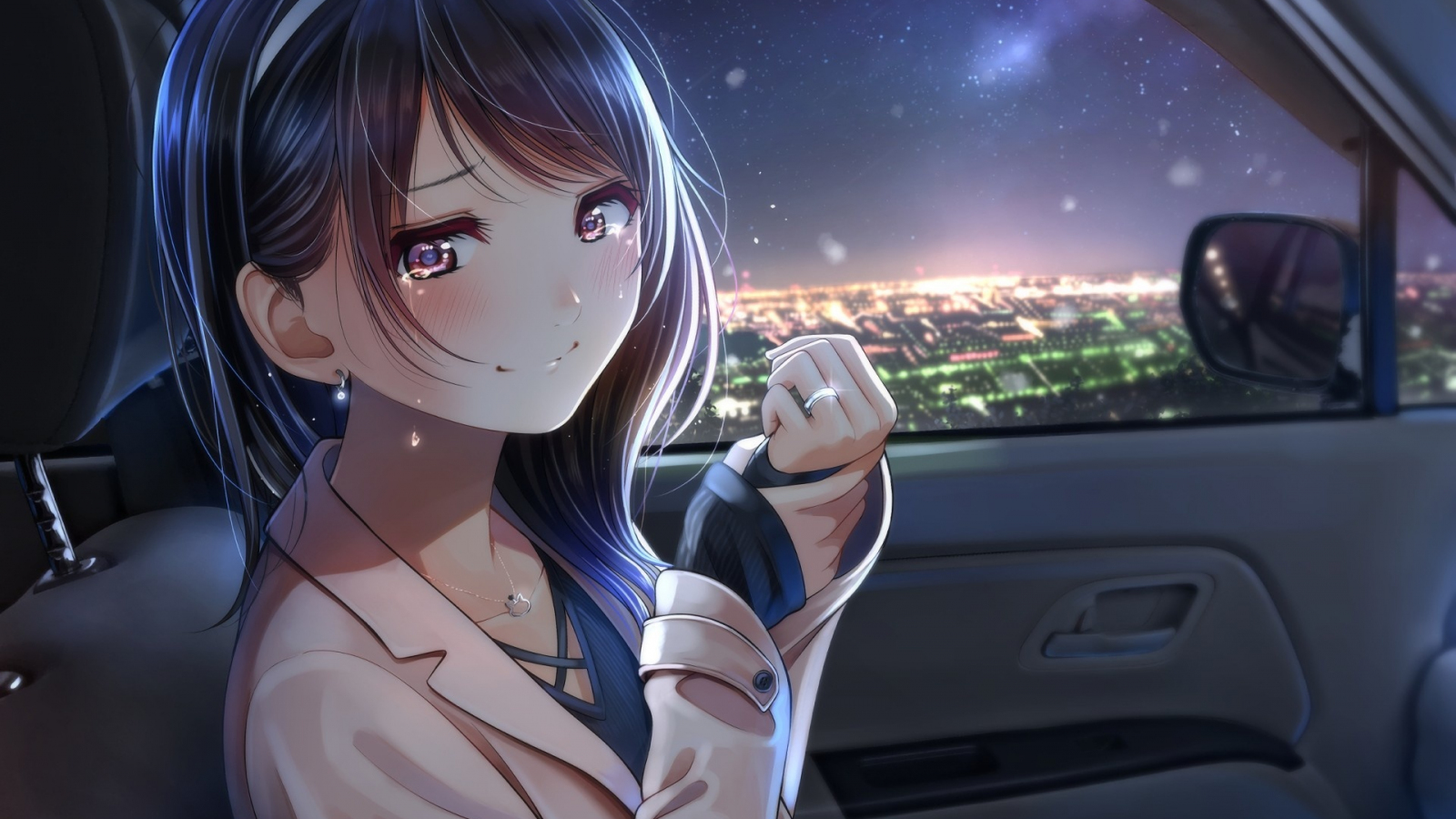 Desktop Wallpaper Inside Car, Cute, Anime Girl, Original, Hd Image ...