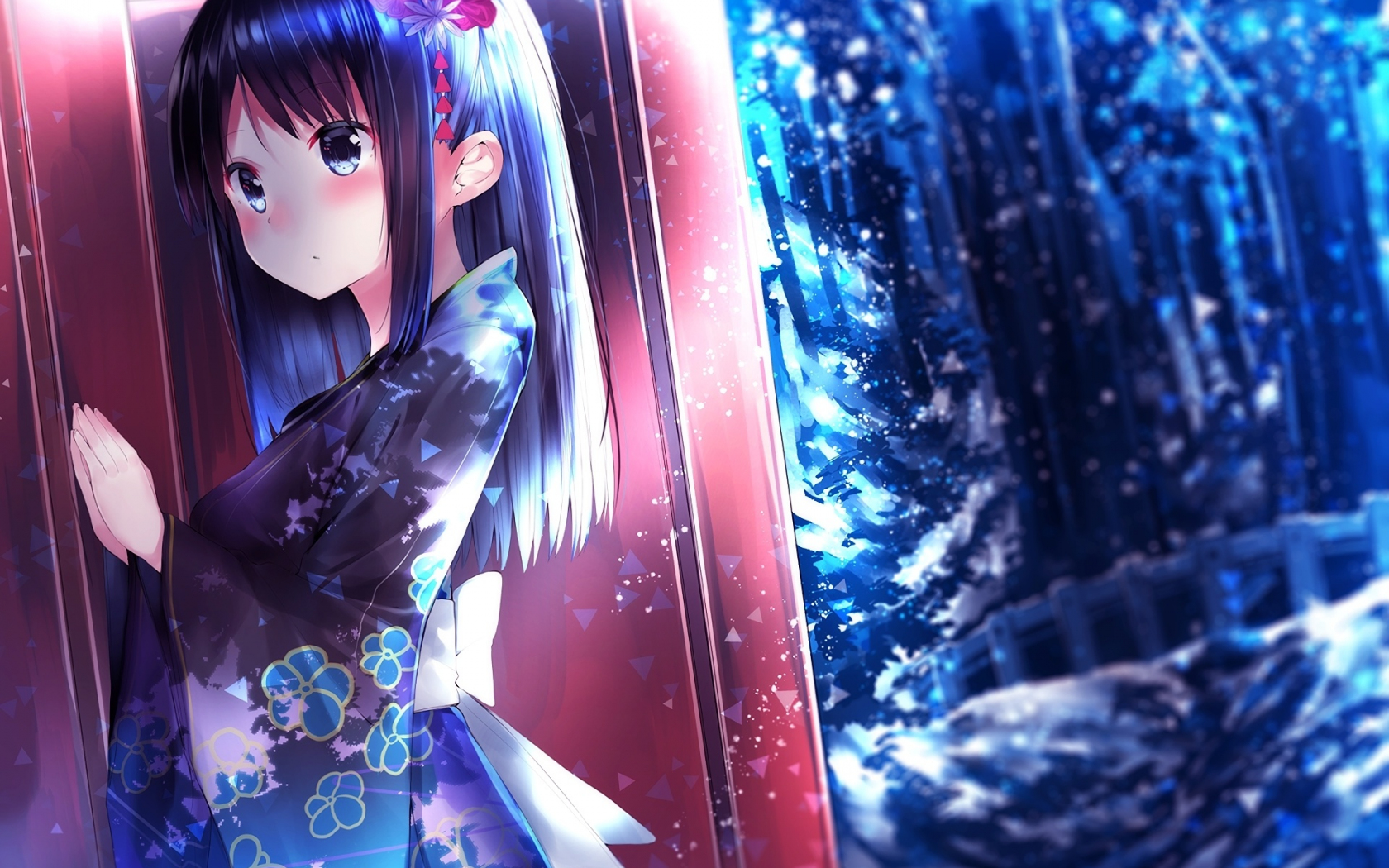 Desktop Wallpaper Blue Eyes, Anime Girl, Long Hair, Original, Hd Image ...