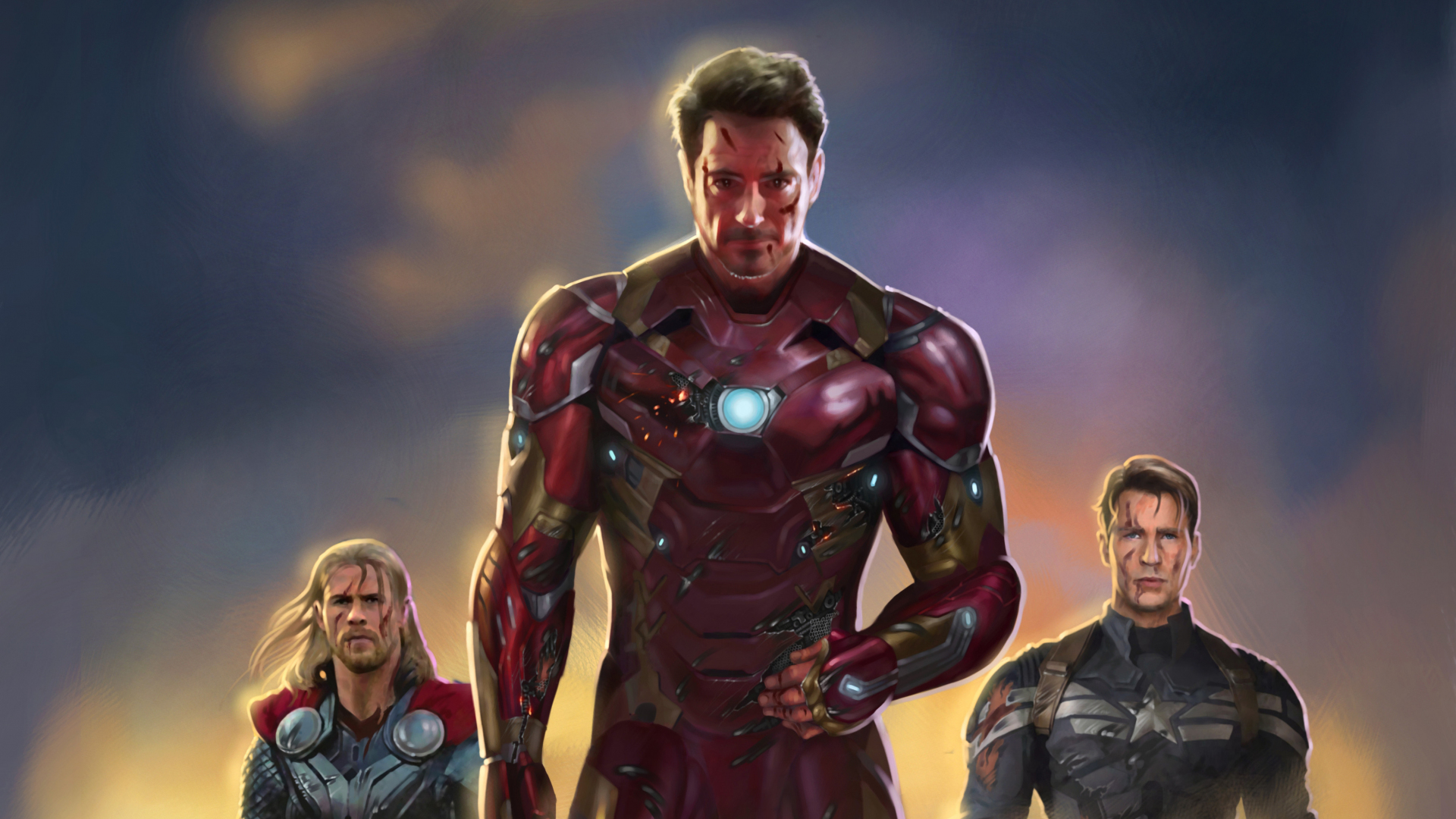 Download 1920x1080 Wallpaper Iron Man, Captain America, Thor, Fan Art, 4k,  Full Hd, Hdtv, Fhd, 1080p, 1920x1080 Hd Image, Background, 27785