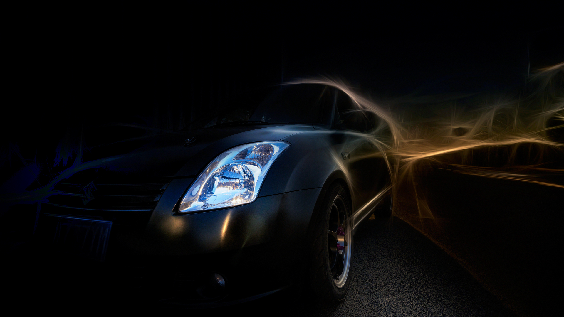 Desktop Wallpaper Headlight Of Car, Dark, Art, Hd Image, Picture, Background, D44280