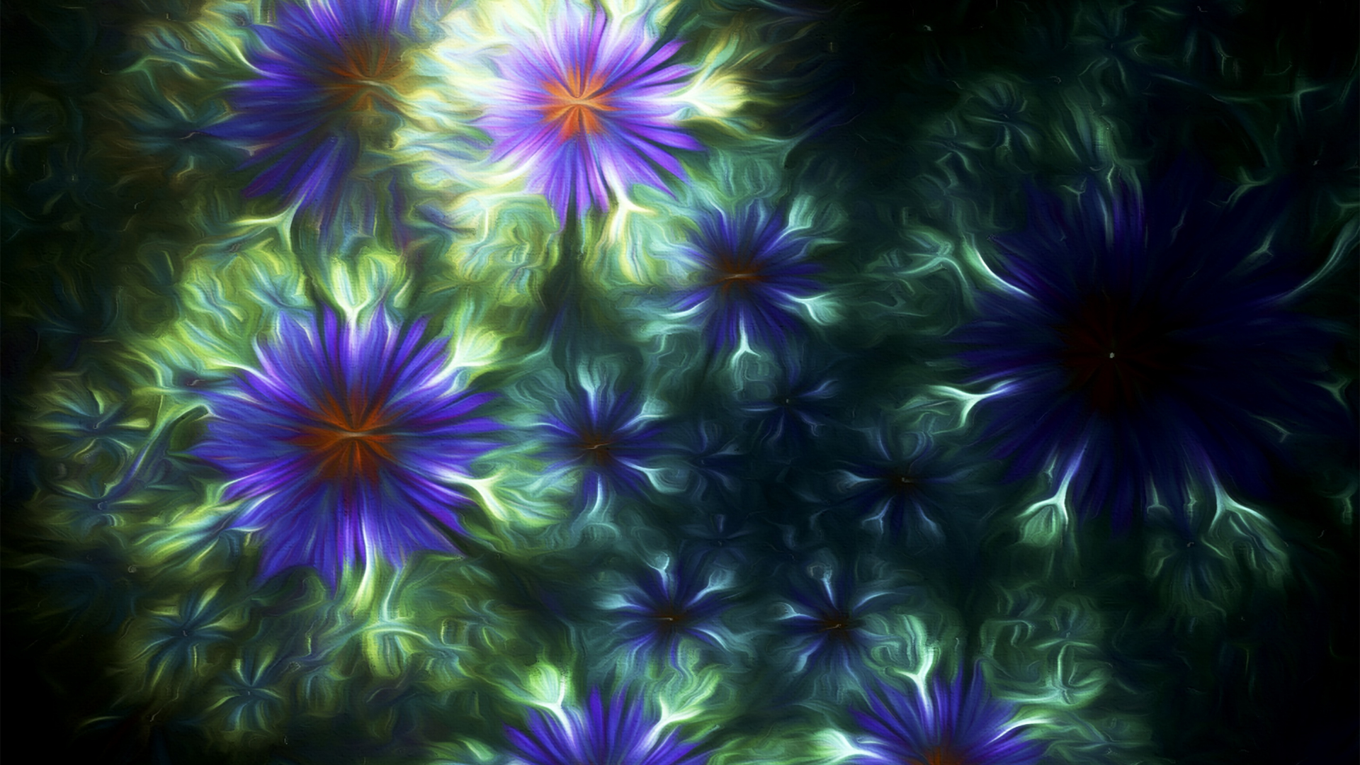 Download 1920x1080 Wallpaper Fractal, Patterns, Flowers, Dark, Full Hd ...