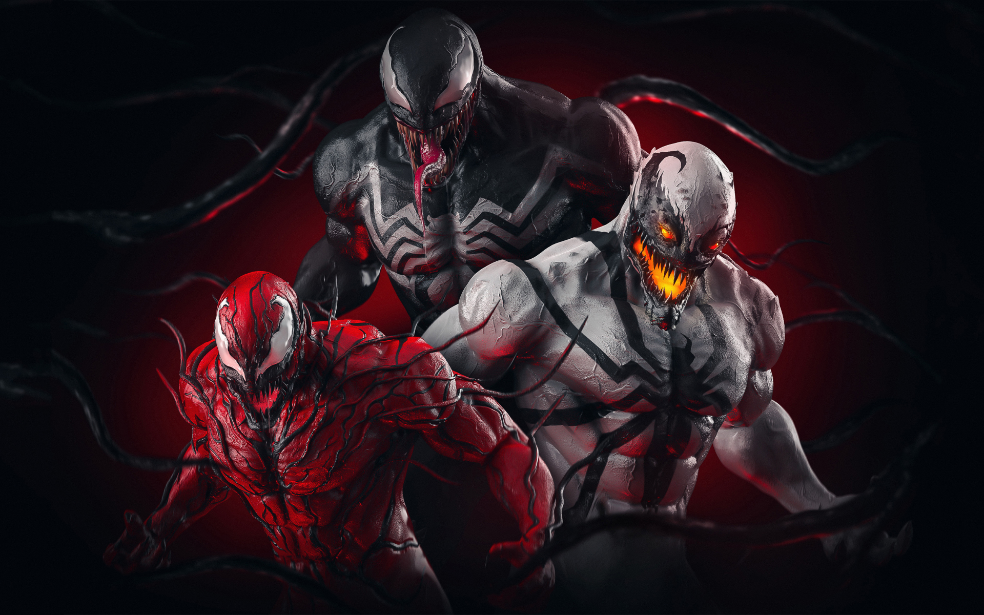 Desktop Wallpaper Venom Vs Carnage Vs Antivenom, Villain, Hd Image
