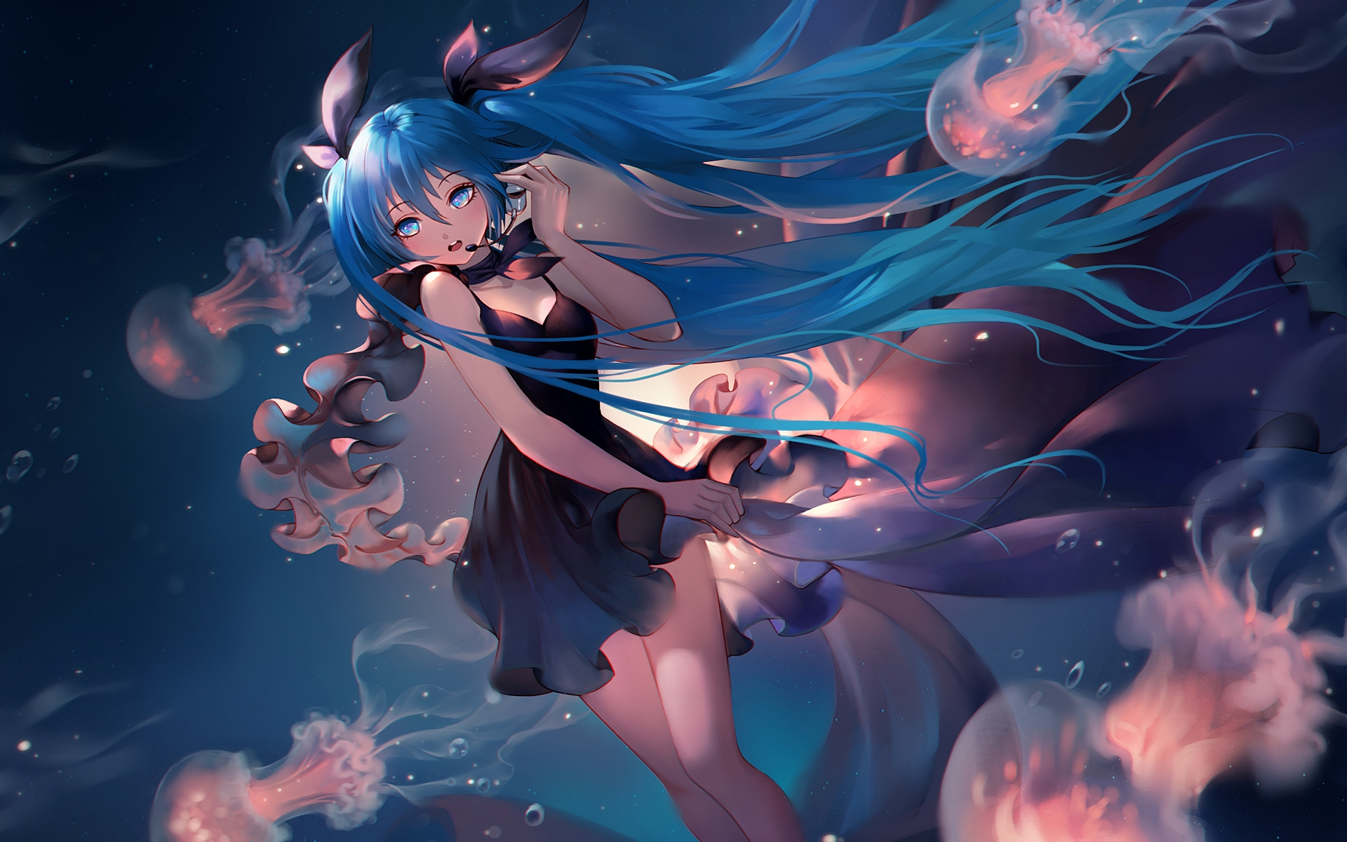 blue hair anime god