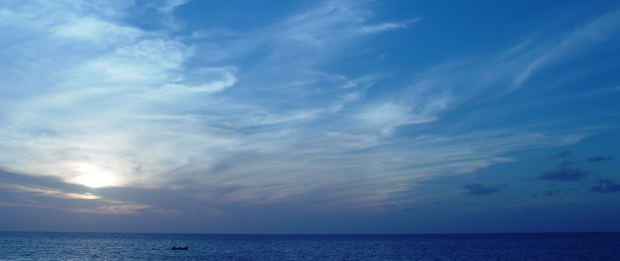 Download 2560x1080 Wallpaper Blue Sea Sea Blue Sky Sunset Dual Wide