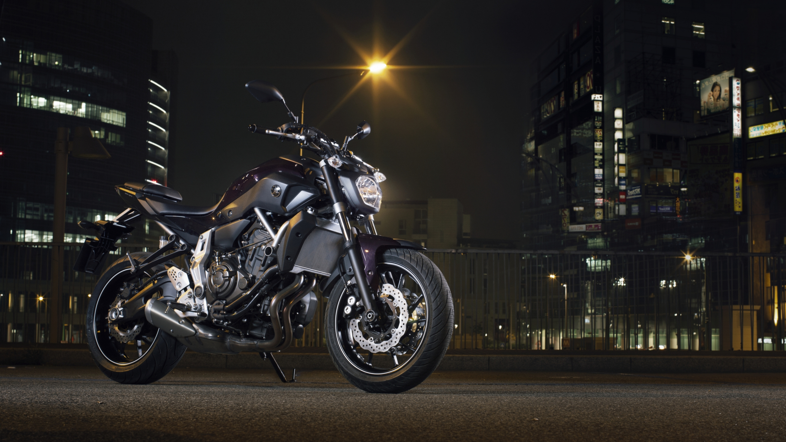 Download 2560x1440 Wallpaper Motorcycle, Night, Yamaha, Yamaha Mt 07