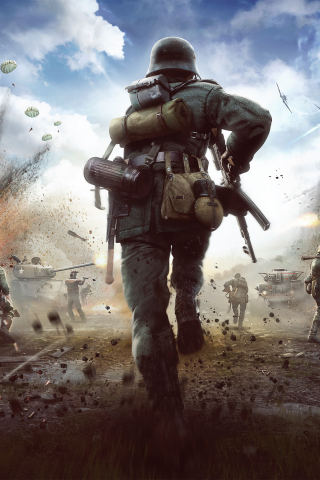 320x480 wallpaper Heroes & generals, 4k, video game, battle ground