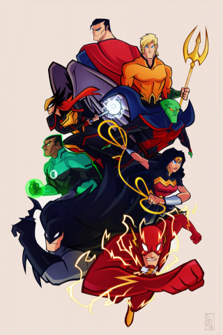 320x480 wallpaper Justice league, cartoon, comic artwork, 4k
