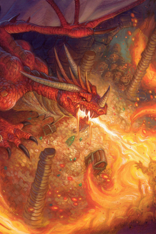 320x480 wallpaper Dragon, fire, video game, hearthstone: kobolds and catacombs, 4k