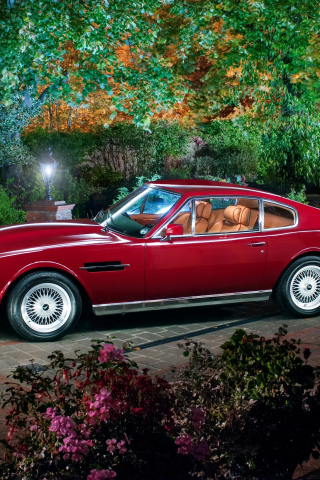 320x480 wallpaper Aston martin, retro car, red, classic, 4k