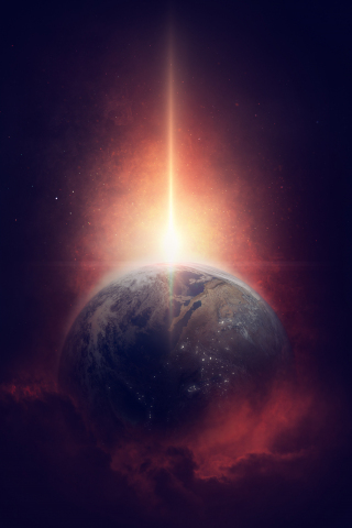 320x480 wallpaper Planet, Earth from space, lights, 4k