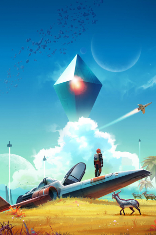 320x480 wallpaper No Man's Sky, Video game, spacecraft
