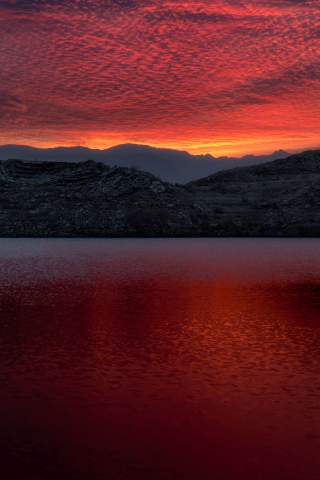 320x480 wallpaper Lake, mountains, sunset, Lake Mead, 5k