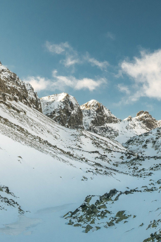 320x480 wallpaper Mountains, valley, winter