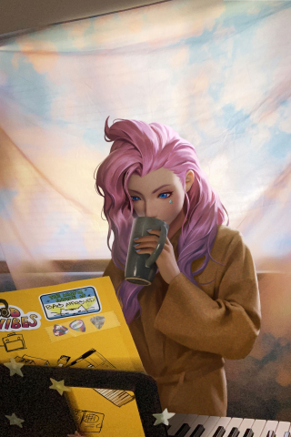 320x480 wallpaper League of Legends, girl in pink hair, 2021