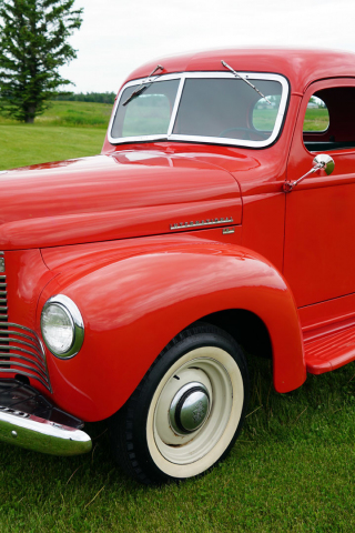 320x480 wallpaper Red car, 1949 international harvester kb1, classic car