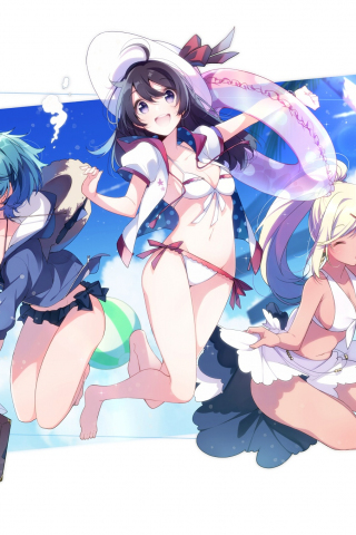 320x480 wallpaper Summer, fun, original, anime girls