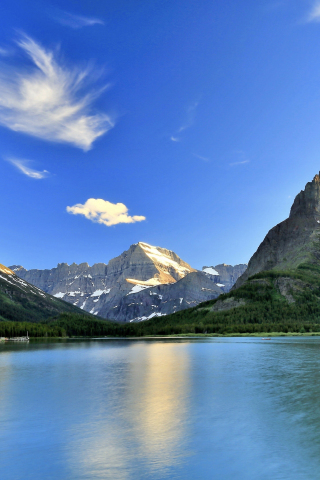 320x480 wallpaper Lake, nature, Mount Gould, mountains, 4k
