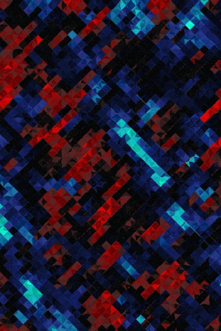 320x480 wallpaper Small squares, dark blue-reds, abstract art