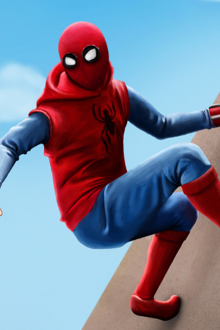 320x480 wallpaper Spider Man: Homecoming, suit homemade, artwork