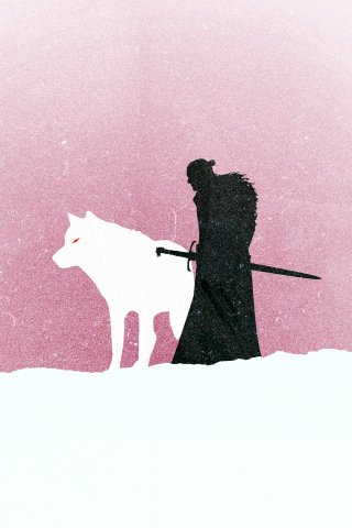 320x480 wallpaper Wolf, Jon Snow, game of thrones, minimal, art