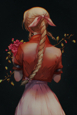 320x480 wallpaper Final Fantasy, girl with flowers, art