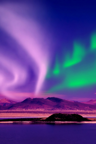 320x480 wallpaper Aurora borealis, northern lights, night, canada