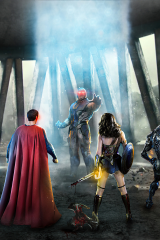 320x480 wallpaper Justice League vs Darkseid, battle, fan art