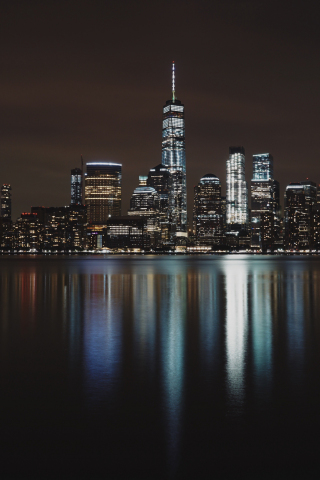 320x480 wallpaper New york, city, night, reflections, 5k