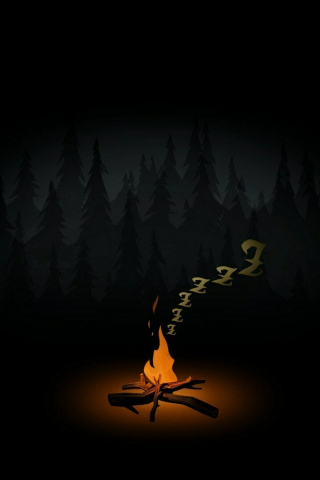 320x480 wallpaper Campfire, the survial game, minimal