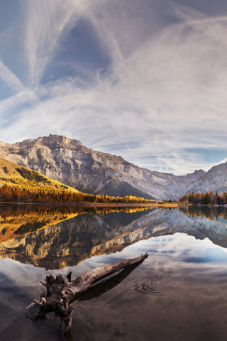 320x480 wallpaper Mountains, lake, reflections, tree, forest, 5k