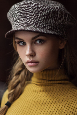 320x480 wallpaper Anastasia Shcheglova, girl model, cap