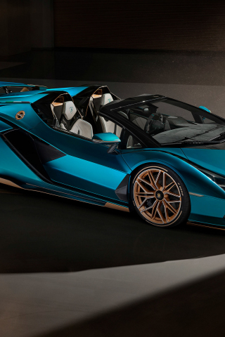 320x480 wallpaper Blue sportcar, Lamborghini Sián, 2020