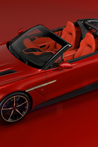 320x480 wallpaper Top view, Aston Martin Vanquish, red car, 4k