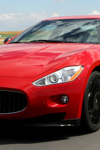 320x480 wallpaper Red car, Maserati Granturismo, luxury vehicle