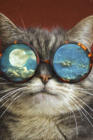 320x480 wallpaper Funny, sunglasses, cat's muzzle, 4k