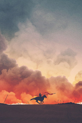 320x480 wallpaper Game of thrones, TV show, fire, clouds, art