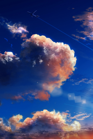 320x480 wallpaper Anime, clouds, sky, nature, original