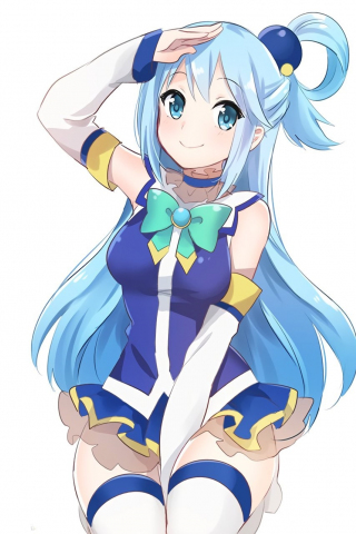 320x480 wallpaper Blue hair anime girl, Aqua, Kono Subarashii Sekai ni Shukufuku wo!
