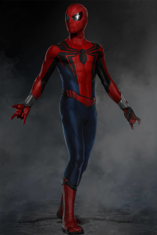 320x480 wallpaper Spider man, iron suit, artwork