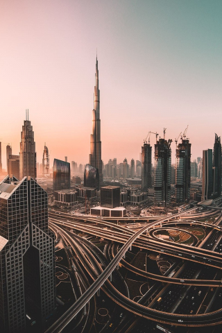320x480 wallpaper Dubai, skyline, cityscape, skyscrapers, buildings, burj khalifa