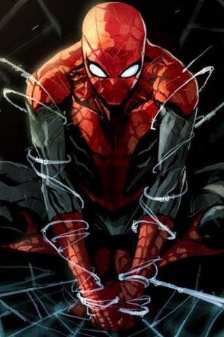 320x480 wallpaper Spider man, superhero, marvel comics, art, spiderweb